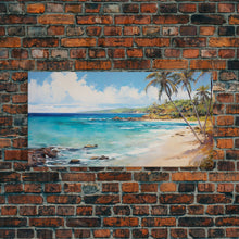 Load image into Gallery viewer, Palm Tree Beach Print, Beach Art, Framed Canvas Art, Original Beach Painting, Palm Tree Poster, Landscape Painting, Tropical Decor
