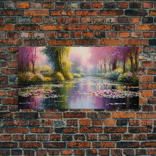Carregar imagem no visualizador da galeria, Fantasy Art, Lake Wall Print, Water Lilies Wall Art, Trees Wall Art, Panoramic Art, Wall Art, Canvas Art, Landscape Art, Long Wall Art
