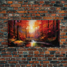 Carregar imagem no visualizador da galeria, Forest Wall Art, Autumn Art, Sunset Wall Art, Lake Art Panoramic Art, Wall Art, Canvas Art, Landscape Art, Tiny House Decor, Game Room Decor
