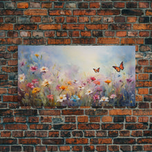Carregar imagem no visualizador da galeria, Butterflies Wall Art, Wildflower Meadow, Panoramic Art, Wall Art, Canvas Art, Landscape Art, Spring Meadow Print, Wife Gift, Boho Wall Art
