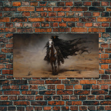 Load image into Gallery viewer, Death Rides A Pale Horse, Framed Canvas Print, Cowboy Grim Reaper, Spooky Halloween Art Print

