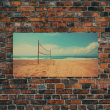 Carregar imagem no visualizador da galeria, Beach Volleyball Net, Framed Canvas Print, Liminal Art, Framed Wall Decor, Beach Photography, Surf Art, Surf Print, Nautical Decor

