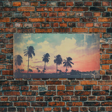 Load image into Gallery viewer, Distressed Old Photo Of Miami Beaches In the 1980s - Framed Canvas Print - Photography Print - Vaporwave Aesthetic Wall Art
