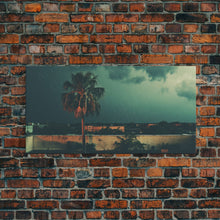 Carregar imagem no visualizador da galeria, A Miami Rain Storm, Framed Canvas Print, Liminal Art, Liminal Spaces, Framed Wall Art, Game Room Decor, Dark Moody Art
