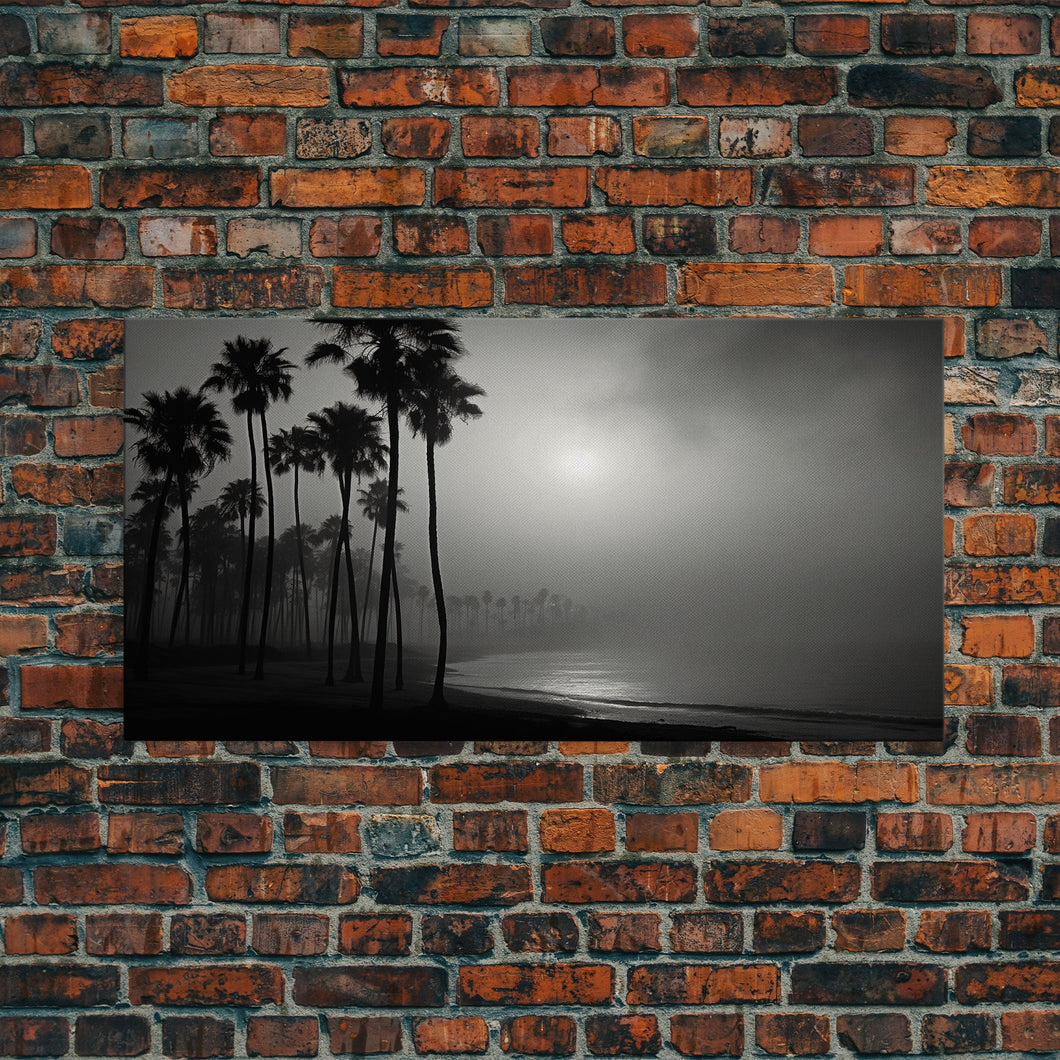 Black And White Florida Rain Storm, Framed Canvas Print, Liminal Art, Liminal Spaces, Framed Wall Art, Office Decor, Dark Moody Art