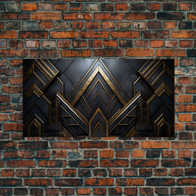 Cargar imagen en el visor de la galería, Black and Gold Art Deco Wall Art, Framed Canvas Print, 1920s Art Deco Print, Stylish Art Deco Canvas Poster, Framed or Unframed, Retro

