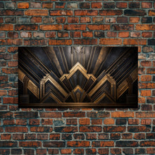 Cargar imagen en el visor de la galería, Black and Gold Art Deco Wall Art, Framed Canvas Print, 1920s Art Deco Print, Stylish Art Deco Canvas Poster, Framed or Unframed, Retro

