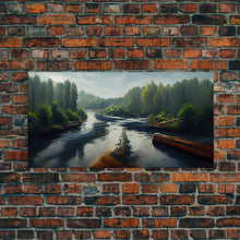 Cargar imagen en el visor de la galería, Flowing River wall decor, ready to hang canvas print wall art, blue river cabin art, lake house art
