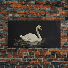 Load image into Gallery viewer, White Swan On A Black Lake, Victorian Style Vintage Art, Framed Canvas Print, Antique Art Reproduction, Traditional Wall Art
