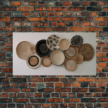 Load image into Gallery viewer, Basket Wall Decor Framed Canvas Print, Boho Wall Art, Wicker Round Bowl Art, Wicker Wall Art Print
