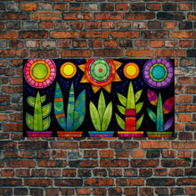 Carregar imagem no visualizador da galeria, Boho Style Minimalist Arizona Art, Framed Canvas Print, Retro Abstract Succulent Art, Southwest Decor

