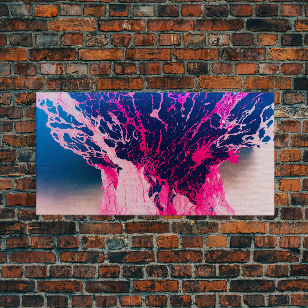 Neon Pink Explosion, Trippy Psychedelic Art, Ready To Hang Canvas Print, Framed Canvas Wall Art