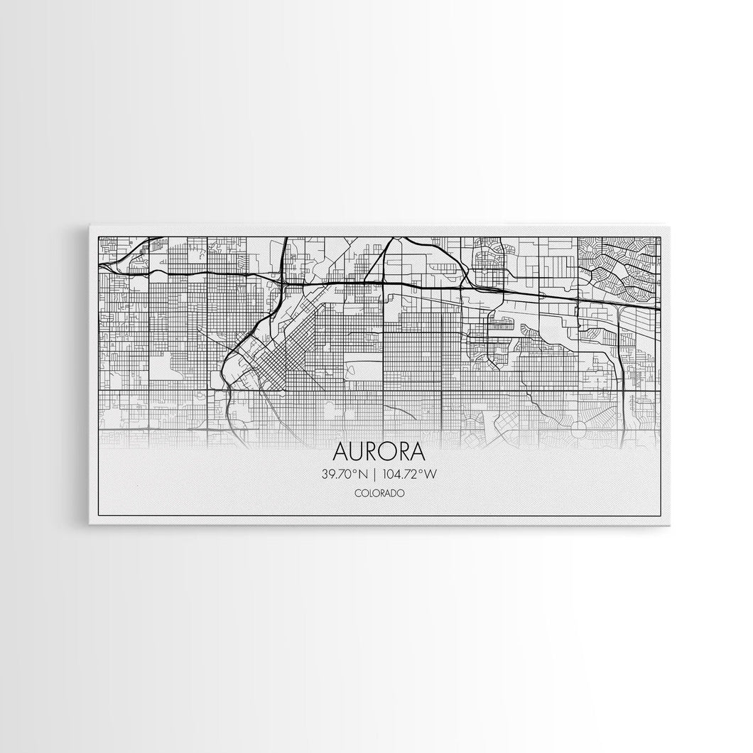 Aurora Street Map, Colorado Map, Map Print, Modern Art, Wall Art, Canvas Print, College Apartment, Colorado Wall Art, Mom Birthday Gift