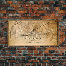 Load image into Gallery viewer, Fort Worth map print poster or framed canvas, Texas map print poster canvas, Fort Worth city map print poster canvas, Panther City
