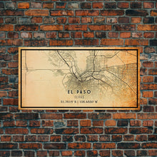 Load image into Gallery viewer, El Paso Texas Vintage Map Print, El Paso Map, Texas Map Art, El Paso City Road Map Poste, Vintage Gift Map, Travel Vacation Art, Rustic Map
