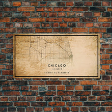 Load image into Gallery viewer, Distressed Chicago map print poster or framed canvas, Illinois road map print poster canvas, Chicago city map print poster canvas

