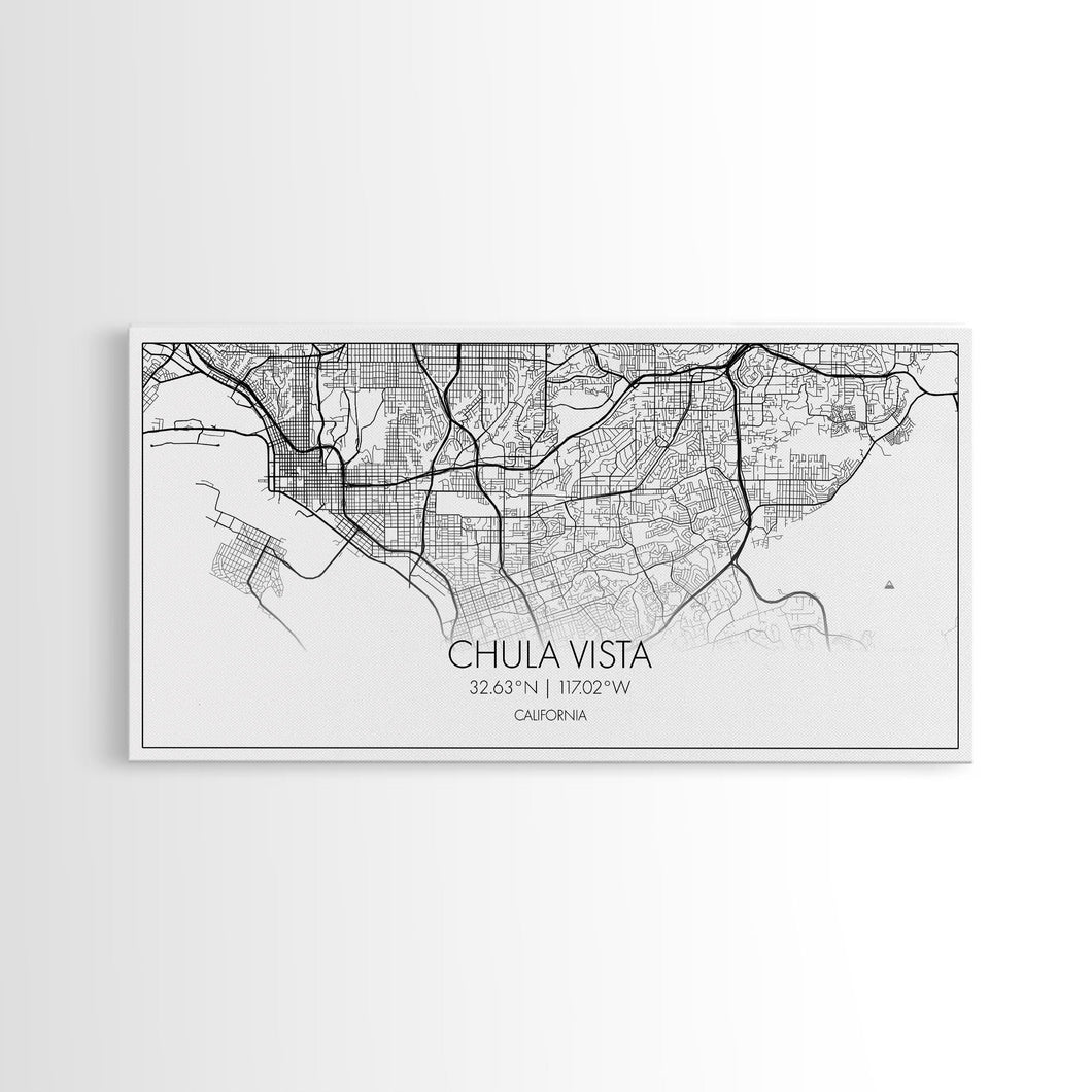 Chula Vista Street Map, California Map, Map Print, Modern Art, Wall Art, Canvas Art, Laundry Room Décor, Homeschool Wall Art, Over Bed Art