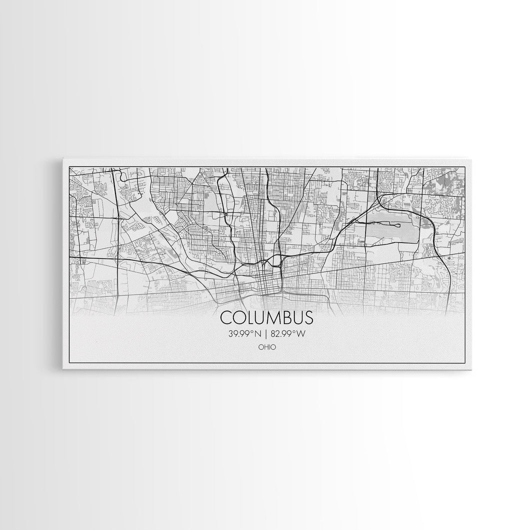 Columbus Street Map, Ohio Map, Map Print, Modern Art, Wall Art, Canvas Art, Cute Room Décor Aesthetic, Gift For Wife, Patriotic Décor
