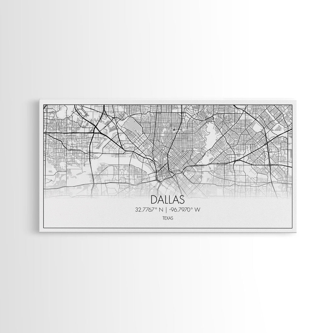 Dallas Street Map, Texas Map, Map Print, Minimalist Art, Wall Art, Canvas Art, Patriotic Décor, Boys Room Décor, Tiny House Gift, Home Décor