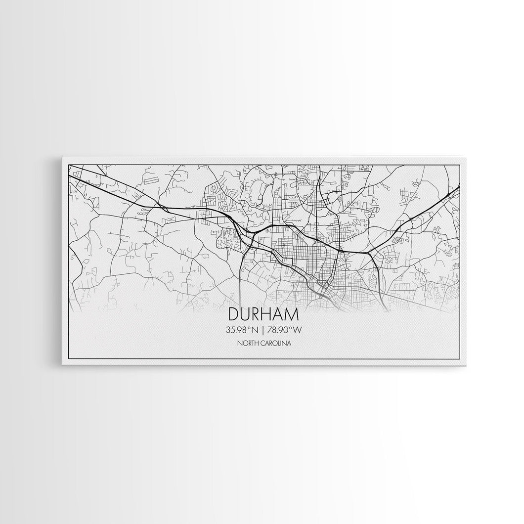 Durham Street Map, North Carolina Map, Map Art, Minimalist Art, Wall Art, Canvas Art, Trendy Room Décor, Bar Room Décor, Teacher Gift