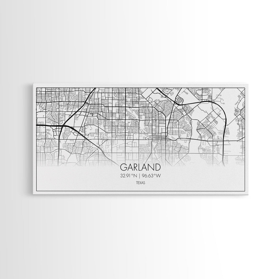 Garland City Map, Texas Map, Map Art, Minimalist Art, Wall Art, Canvas Art, Western Décor, Rustic Farmhouse Décor, Best Friend Gift, Office