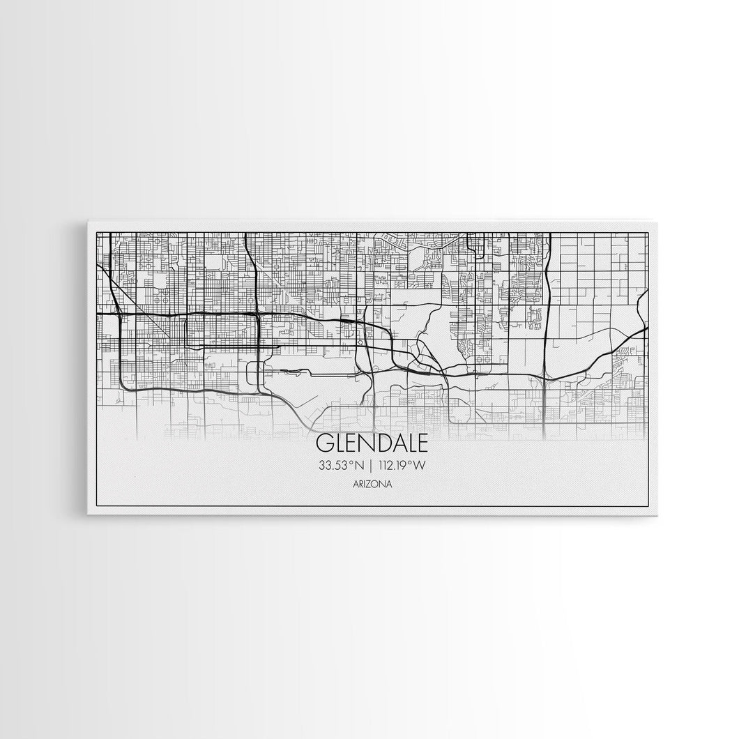 Glendale City Map, Arizona Map, Map Art, Minimalist Art, Wall Art, Canvas Art, Cabin Wall Décor, Entryway Décor,  Room Décor, Gifts For Her