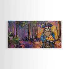 Load image into Gallery viewer, Do Ghost Pirates Eat Pizza? The Answer is Yes. Funny Halloween Wall Art, Framed Canvas Print
