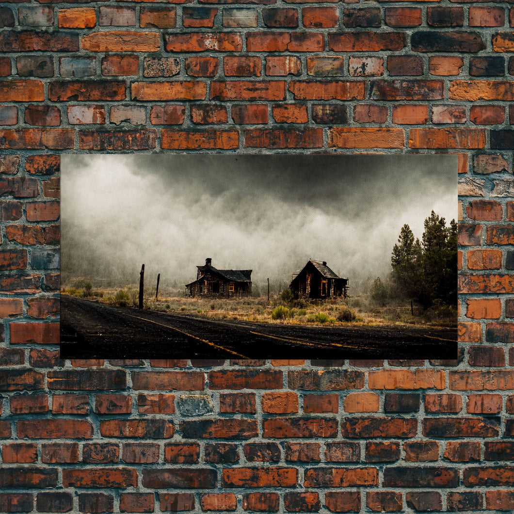 Ghost town canvas art, wild west theme, abandoned art