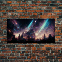 Carregar imagem no visualizador da galeria, Aurora Borealis Landscape Canvas Print, Mountains of Norway, cool wall art, unique wall art, mountain landscape wall art, space and stars
