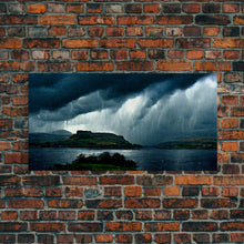 Carregar imagem no visualizador da galeria, Foggy night rainstorm over the lake canvas print, nature and landscape wall art, ready to hang, cool wall art
