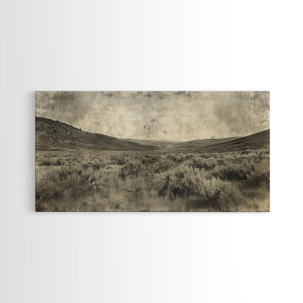 Expansive Desert Landscape with Rolling Hills Framed Canvas Print for Farmhouse Bedroom Wall Art Rustic Home Decoration, Scenic Nature Scene