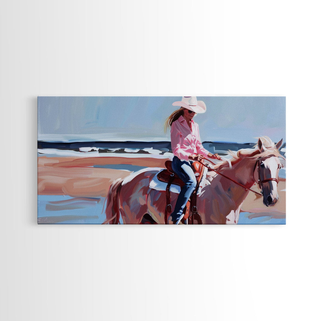 Cowboy Riding Bucking Horse, High Energy Framed Canvas Print, Perfect for Western Living Room Art, Bedroom Decor, Rustic Home Wall Art