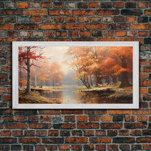 Carregar imagem no visualizador da galeria, Beautiful Fall Landscape Painting Framed Canvas Print, Fall Decor, Thanksgiving Decor, Autumn Decor, Home Decor, Fall Decorations
