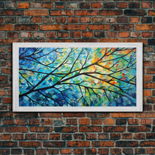Carregar imagem no visualizador da galeria, Beautiful Impasto Style Tree Branch&amp; Leaves Canvas Print, Framed Wall Art, Above Sofa Art, Air BNB Decor, Framed Wall Decor, Centerpiece Art
