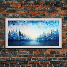 Carregar imagem no visualizador da galeria, A Winter Scene, Framed Canvas Print, Mosaic Style Painting Print, Stained Glass Style Art, Above Mantle Art, Living Room Decor
