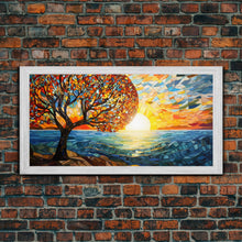 Load image into Gallery viewer, Mosaic Wall Art, Abstract Wall Art, Nature Wall Print, Sunset Art, Canvas Print, Wall Hanging, Panoramic Art, Kitchen Wall Art, Gift Ideas
