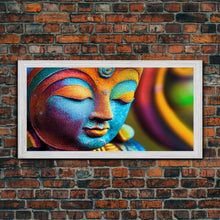 Load image into Gallery viewer, Colorful Buddha Canvas Wall Art, Framed Canvas Print, Buddhism Print, Yoga, Zen Wall Art, Buddha Decor
