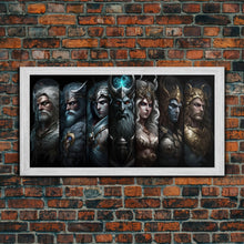 Load image into Gallery viewer, The Æsir, Aesir, Old Norse Gods, Framed Canvas Print, Norse Mythology, Scandinavian Mythology Fantasy Art
