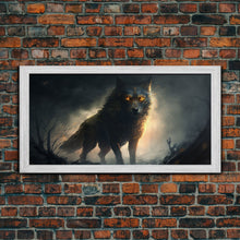 Load image into Gallery viewer, The Great Wolf Fenrir, Framed Canvas Print, Norse Mythology, Fantasy Art
