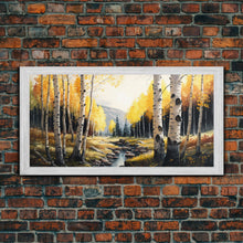 Load image into Gallery viewer, Birch Tree Wall Art, Nursery Forest, Framed Forest Canvas Print, Birch Trees, Watercolor, Landscape Forest Art
