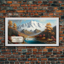 Cargar imagen en el visor de la galería, Regal Mountain, Travel Poster Wall Art, Framed Canvas Print, American Mountains, Mountain Landscape Painting, Wrangell Mountains Alaska
