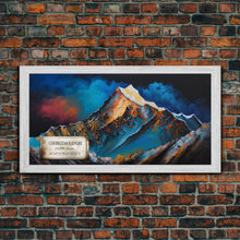 Cargar imagen en el visor de la galería, Chongtar Kangri, Travel Poster Wall Art, Framed Canvas Print, Mountain Art, Mountain Landscape Painting
