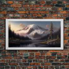 Load image into Gallery viewer, Mountain Canvas Print Wall Art, Mountain Landscape Painting, Mount Rainier, Washington Mountains, Travel  Art, Watercolor Painting
