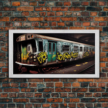 Carregar imagem no visualizador da galeria, Graffiti Subway Car - Cool Wall Art -Framed Canvas Print - Unique Wall Decor - Framed Art - Train Car With Graffiti
