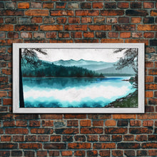 Load image into Gallery viewer, Mountain Lake, Watercolor Landscape Painting Canvas Print - Ready To Hang Large Gallery Wrapped Canvas Wall Art Prints With Floating Frames
