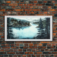 Load image into Gallery viewer, Blue Lake Art | Framed Canvas Print | Blue Lake Painting | Lake House Decor | Guest Room Landscape Painting | Crater Lake Painting
