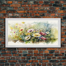 Carregar imagem no visualizador da galeria, Abstract Watercolor Wildflower Meadow Painting, Canvas Print, Colorful Botanical Art Prints, Abstract flower Art, Extra Large Painting

