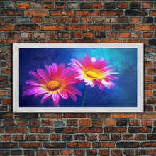 Load image into Gallery viewer, Gerbera Wall Decor, Floral Wall Art, Nature Print, Purple Flowers Wall Art, Panoramic Wall Decor, Canvas Print, Wall Art, Framed Canvas Art
