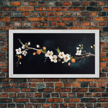 Cargar imagen en el visor de la galería, Cherry Blossoms Wall Decor, Floral Wall Art, White Flowers Wall Art, Panoramic Wall Decor, Canvas Print, Wall Art, Framed Canvas Art
