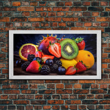 Cargar imagen en el visor de la galería, Fruits Wall Art, Food Art, Berries, Kiwi, Orange, Kitchen Wall Decor, Panoramic Wall Decor, Canvas Print, Wall Art, Framed Canvas Art
